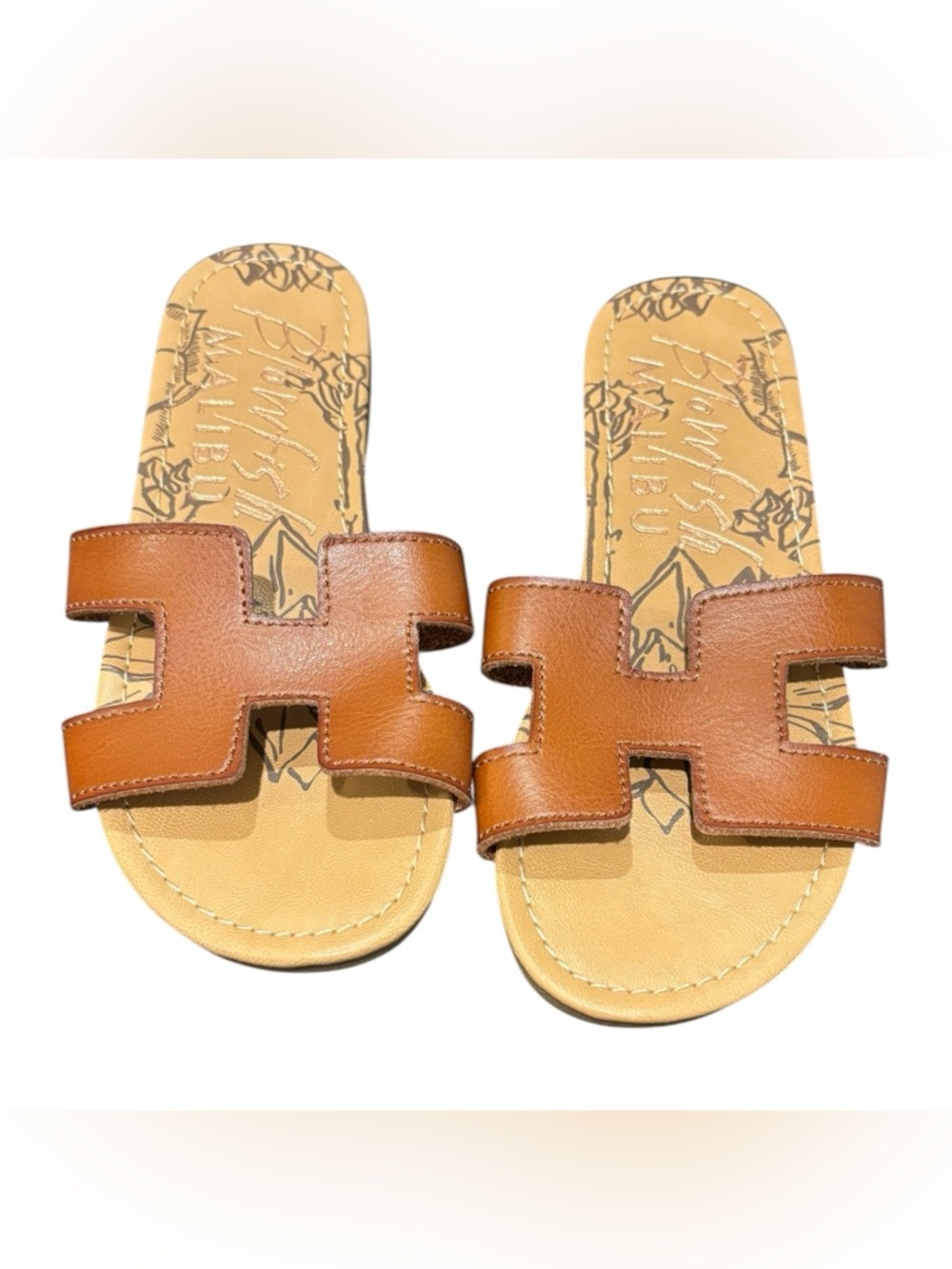 Blowfish Malibu Brown Leather Slide Sandals